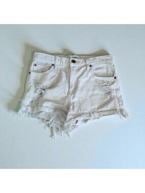 PISTOLA White Denim Distressed Shorts Size US 25